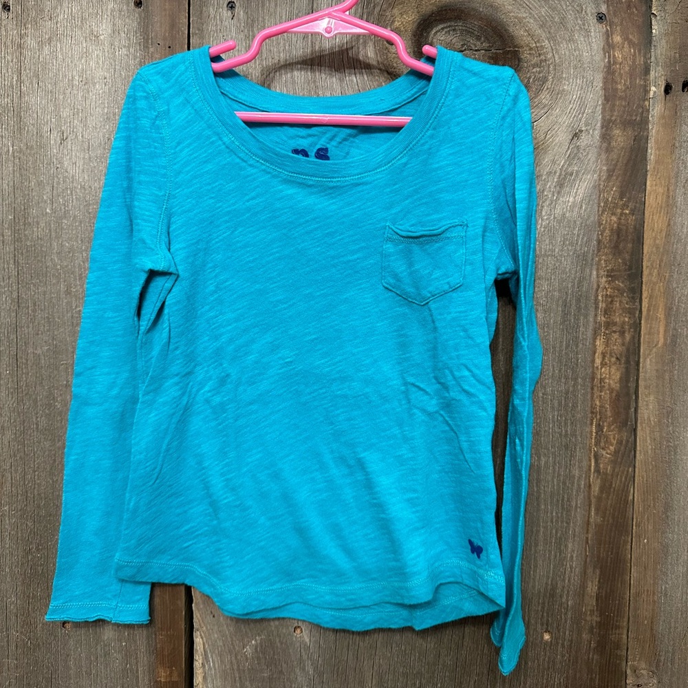 P. S. From Aeropostale Long Sleeve Pocket Shirt in Aqua Blue Size 7 Girls